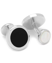 Mens Double Sided Round Beveled Cufflink Stud Set