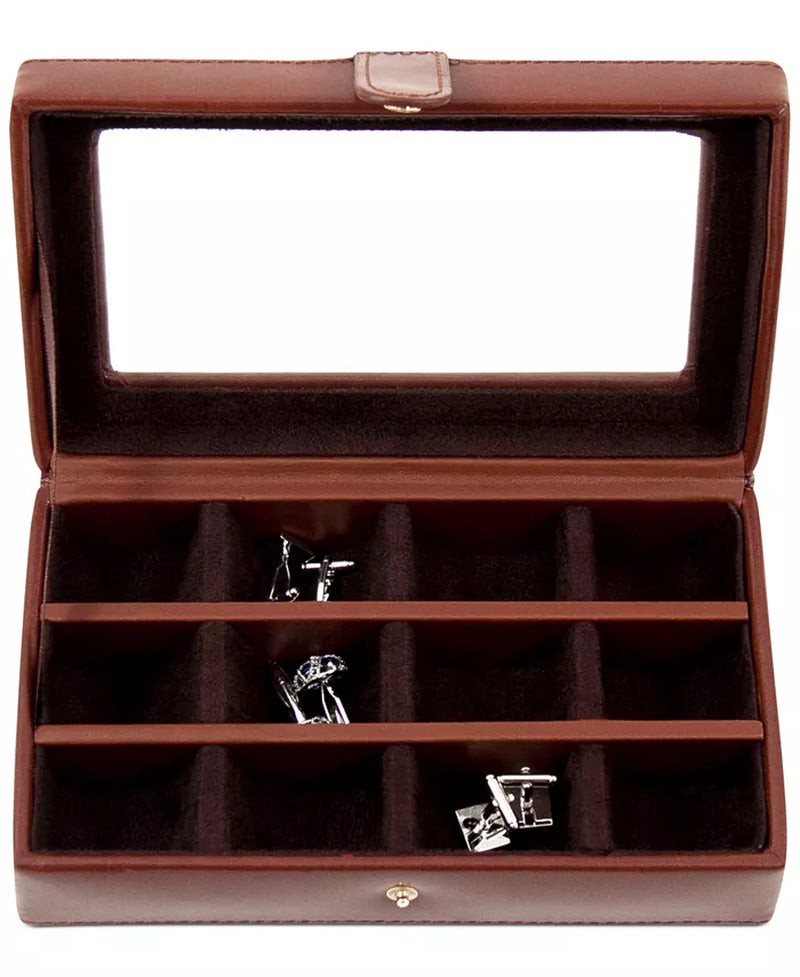 Men's 12-Piece Leather  Cufflinks Storage Box