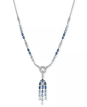 [14K} White Gold Sapphire (7-1/20 Ct. T.W.) & White Sapphire (2-3/4 Ct. T.W.) Chandelier 19" Lariat Necklace