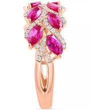 [14K] Rose Gold Statement Featuring Marquise-Cut Ruby (1-5/8 Ct. T.W.) & Diamonds (1/3 Ct. T.W.) Ring