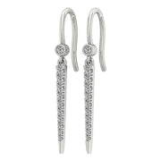 [14K, 0.30 Ct] White Gold Prong Bezel Chandelier Earrings With Round Diamonds