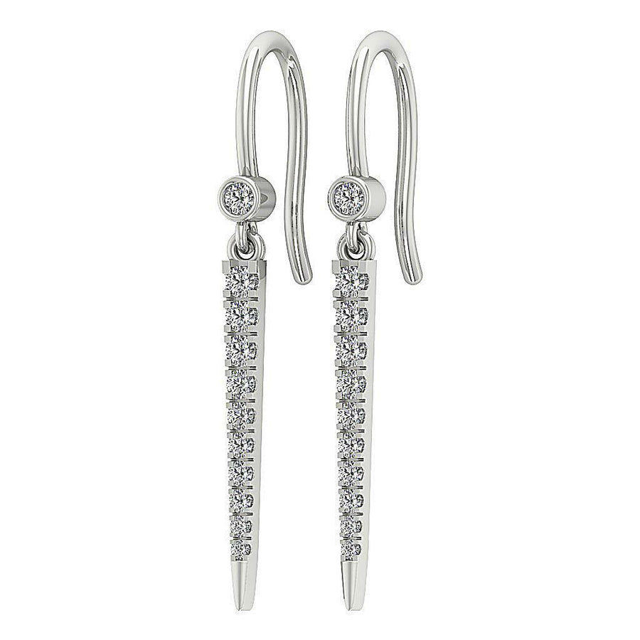 [14K, 0.30 Ct] White Gold Prong Bezel Chandelier Earrings With Round Diamonds