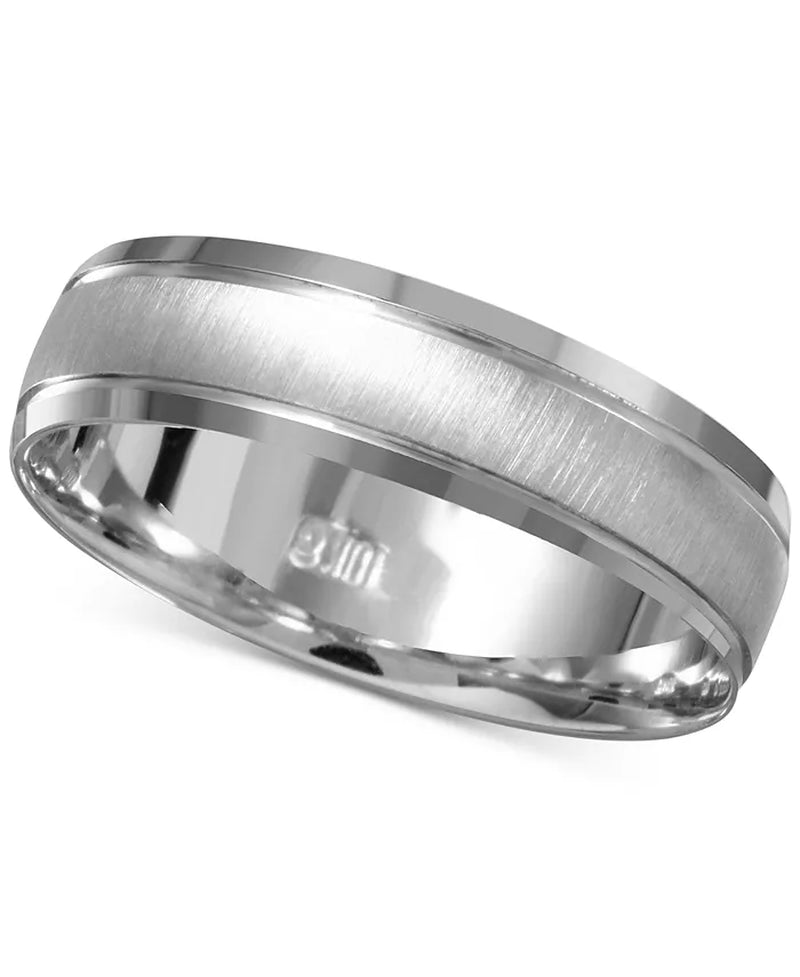 [14K] White Gold  Beveled Edge Satin Finish Comfort Fit Wedding Band