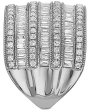 [14K, 1-1/2 Ct. T.W.] White Gold / Rose Diamond Multi-Row Statement Ring