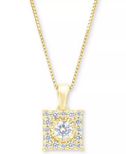 Diamond Square Halo 18" Pendant Necklace (1/3 Ct. T.W.) in 14K White, Yellow or Rose Gold