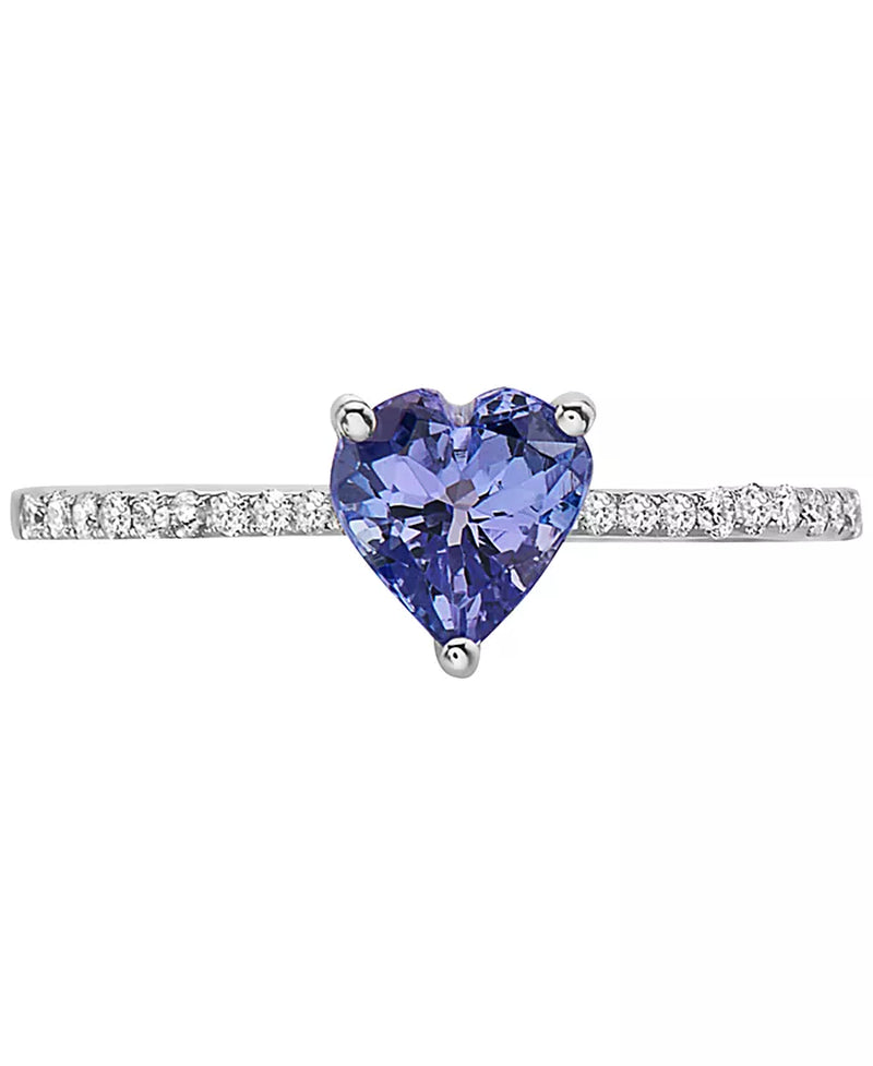 Sterling Silver Tanzanite (5/8 Ct. T.W.) & Diamond (1/10 Ct. T.W.) Heart Ring