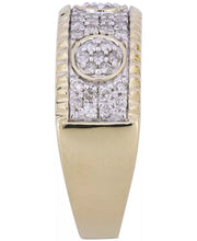 [10K, 3/4 Ct. T.W.] Gold Diamond Circle Cluster Notched-Edge Ring