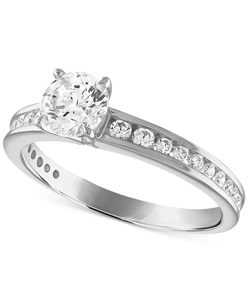 [14K, 1 Ct. T.W.] White Gold  Certified Diamond Channel-Set Engagement Ring