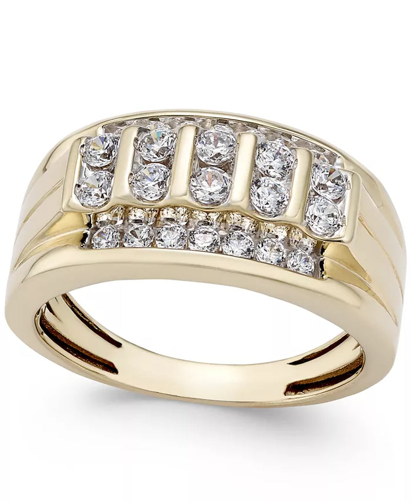 [10K, 1 Ct. T.W] Gold Men's Diamond Cluster Ring