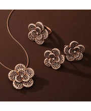 [14K, 2-5/8 Ct. T.W.] Rose Gold Chocolate Diamond & Nude Diamond Flower Statement Earrings