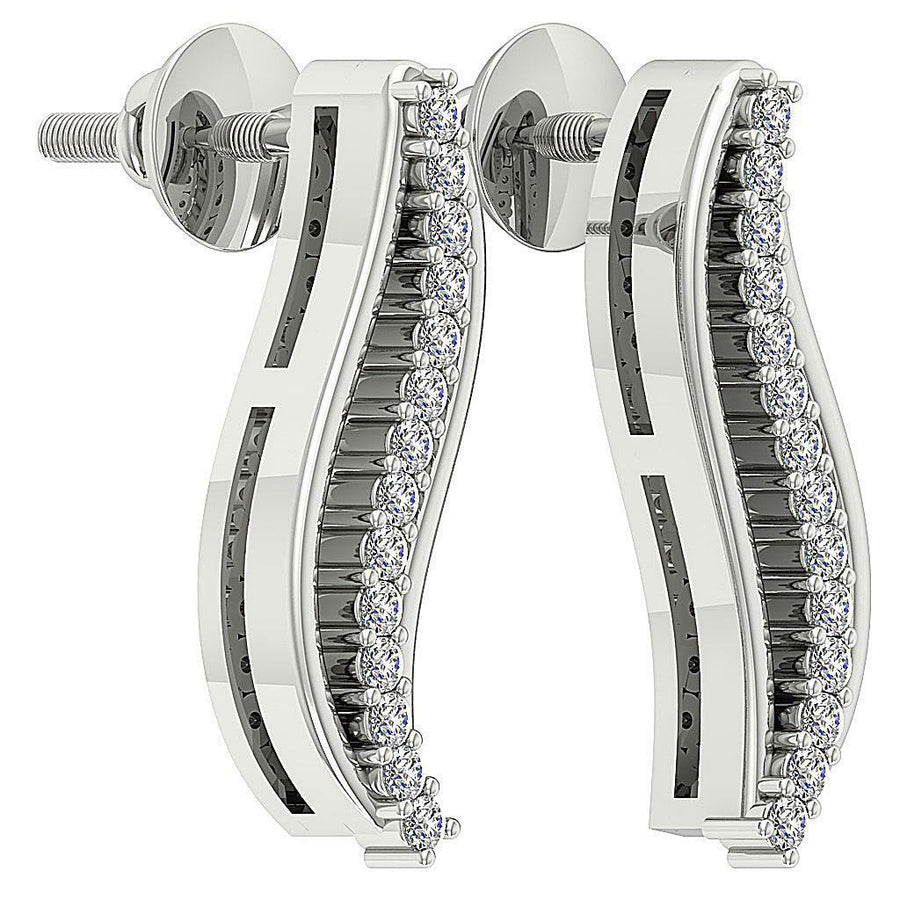 [14K, 0.15 Ct] Gold Fashion Huggie Earrings With Natural Diamonds