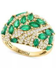 [14K] Gold Emerald (2-1/5 Ct. T.W.) & Diamond (3/8 Ct. T.W.) Cluster Ring