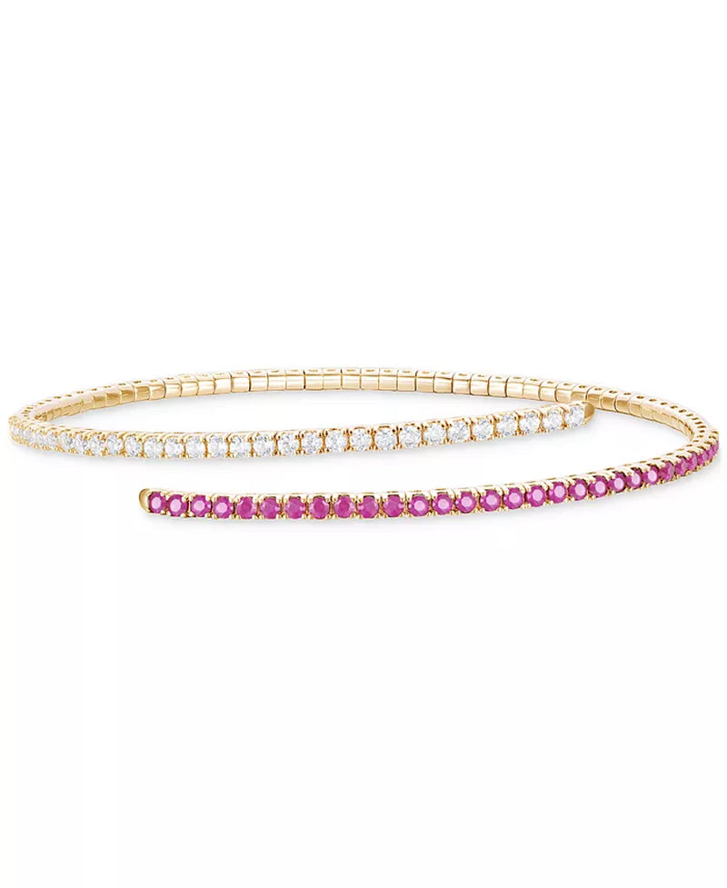 [14K] Gold Ruby (1-1/5 Ct. T.W.) & Diamond (1 Ct. T.W.) Flex Wrap Bracelet 