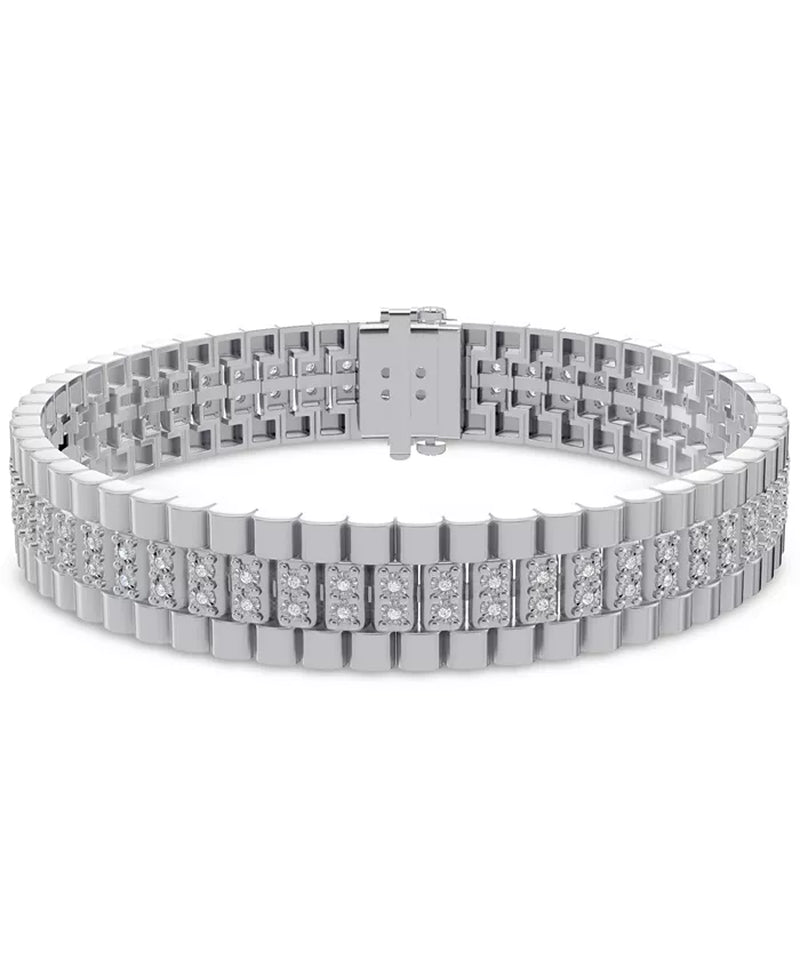 [1 Ct. T.W.] Sterling Silver Men's Diamond Bracelet
