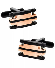 Sutton Stainless Steel Black and Rose Gold Cufflinks