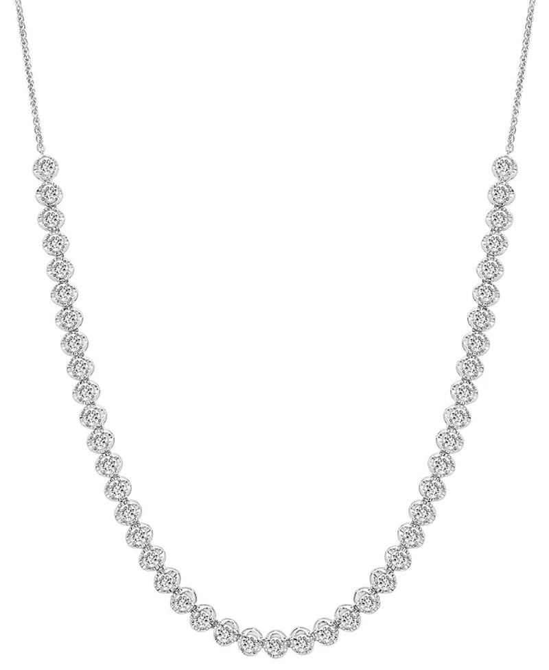 [14K, 4 Ct. T.W.] White Gold Diamond Four-Claw 17" Collar Necklace