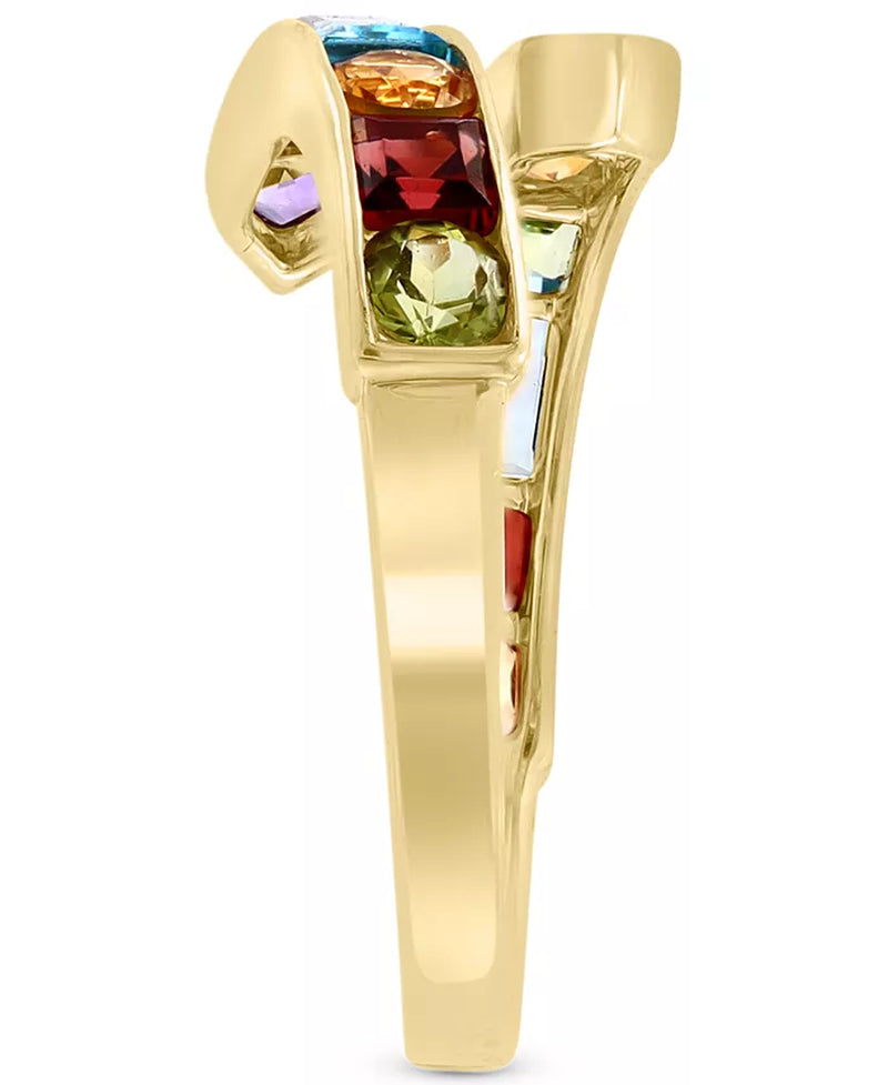 [14K, 2-1/2 Ct. T.W.] Gold Multi-Gemstone Bypass Ring