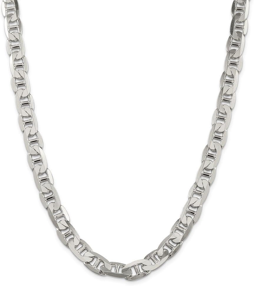 Sterling Silver 9.5Mm Solid Anchor Chain Necklace