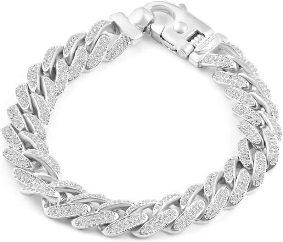 [14K] Gold Mens (80Gram) or Platinum (135Gram) 12.5Mm Diamond 8.5" Cuban Bracelet 