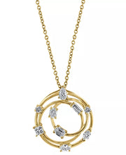 [14K, 5/8 Ct. T.W.] Gold Diamond Multi-Cut Multi-Circle 18" Pendant Necklace