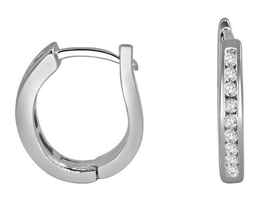 Natural Diamond 14K White Gold Hoops Earring