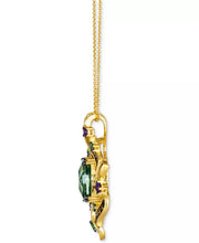 [14K] Gold Multi-Gemstone (5-1/5 Ct. T.W.) & Diamond (1/2 Ct. T.W.) Cluster Pendant Necklace