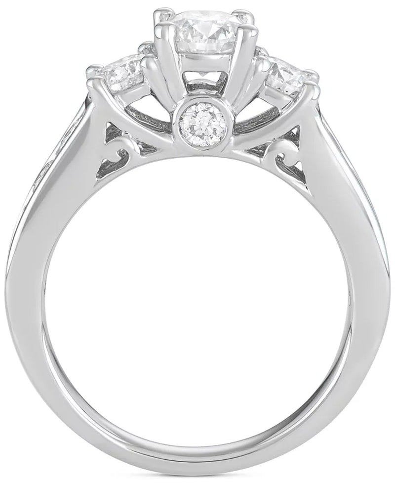 [14K, 2 Ct. T.W.] White Gold Diamond Channel-Set Engagement Ring