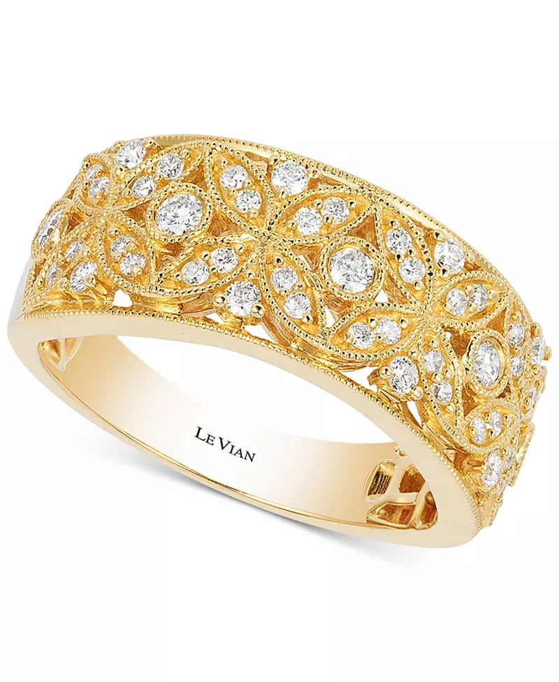 [14K, 3/8 Ct. T.W.] Gold Vanillaâ® Deco Estateâ Gold Diamond Band