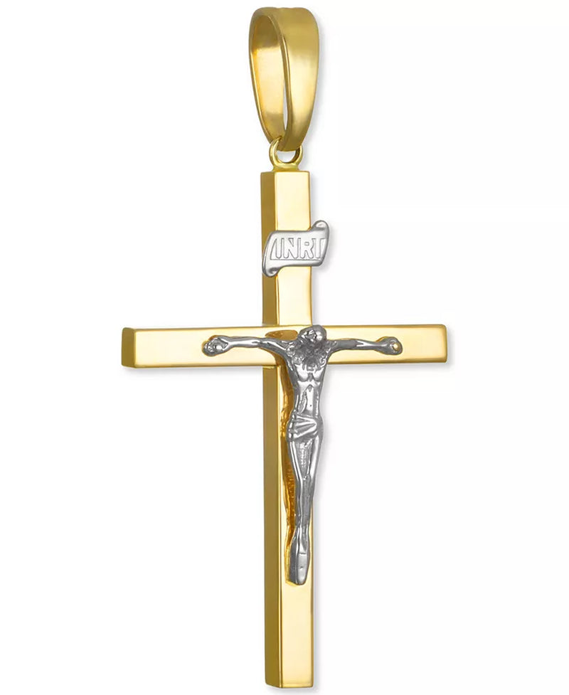 [14K] Two-Tone Gold & White Gold  Crucifix Pendant