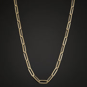 [14K] Yellow/White Gold Italian Capsule Paperclip Link Chain Necklace