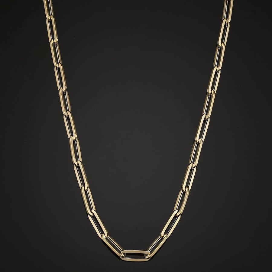 [14K] Yellow/White Gold Italian Capsule Paperclip Link Chain Necklace