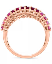 [14K] Rose Gold  Ruby (1/3 Ct. T.W.), Pink Tourmaline (1-1/10 Ct .T.W.) & Diamond (1/8 Ct. T.W.) Ombrã© Crossover Ring