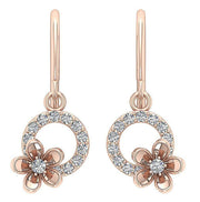 [14K, 0.40 Ct] Rose Gold Circle Hoops Earrings With Round Diamond