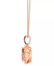 [14K] Strawberry Gold Peach Morganite (1-1/10 Ct. T.W.), Nude Diamond (1/4 Ct. T.W.) & Chocolate Diamond (1/20 Ct. T.W.) 20" Adjustable Pendant