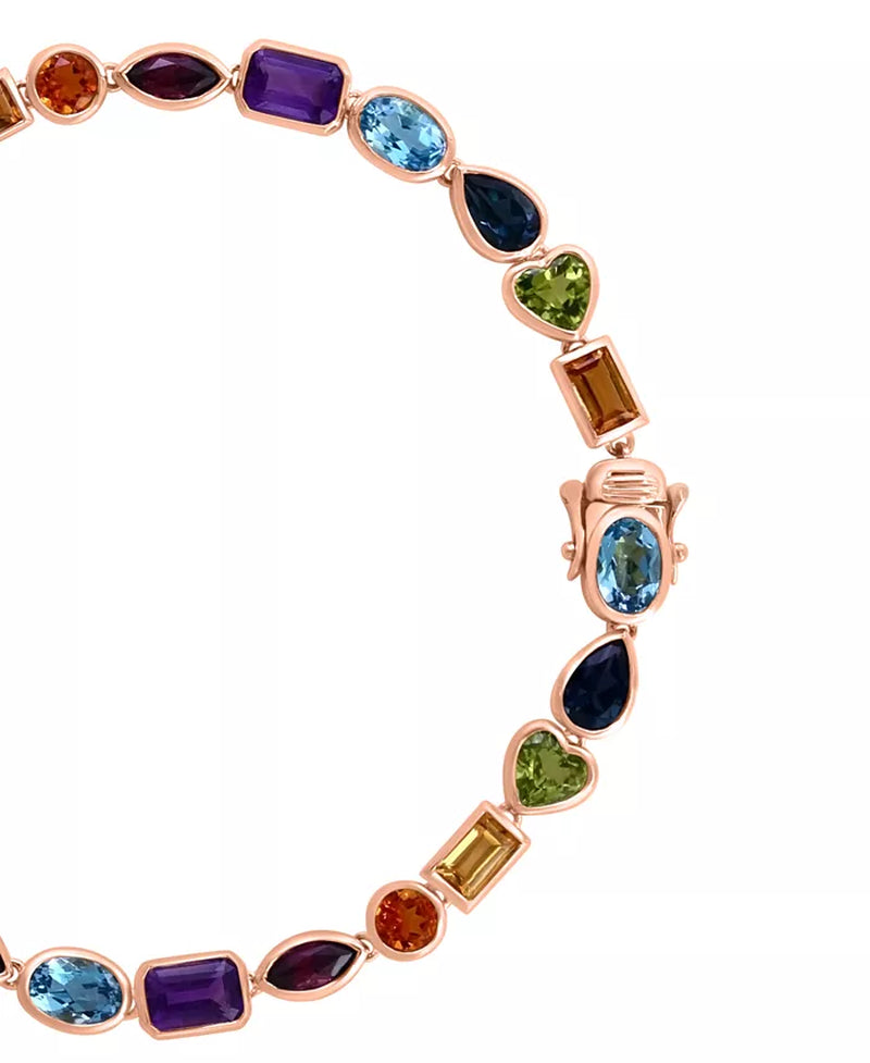 [14K,10-5/8 Ct. T.W.] Gold Multi-Gemstone Mixed Cut Tennis Bracelet