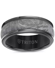 Tungsten Carbide Meteorite Insert Round Edge Men's Wedding Band