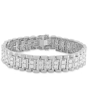 [14K, 1 Ct. T.W.] Sterling Silver & Gold-Plate Mens Diamond Link Bracelet