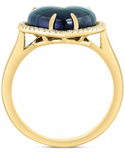 [14K,1/6 Ct. T.W.] Gold  Malachite & Diamond Heart Halo Ring