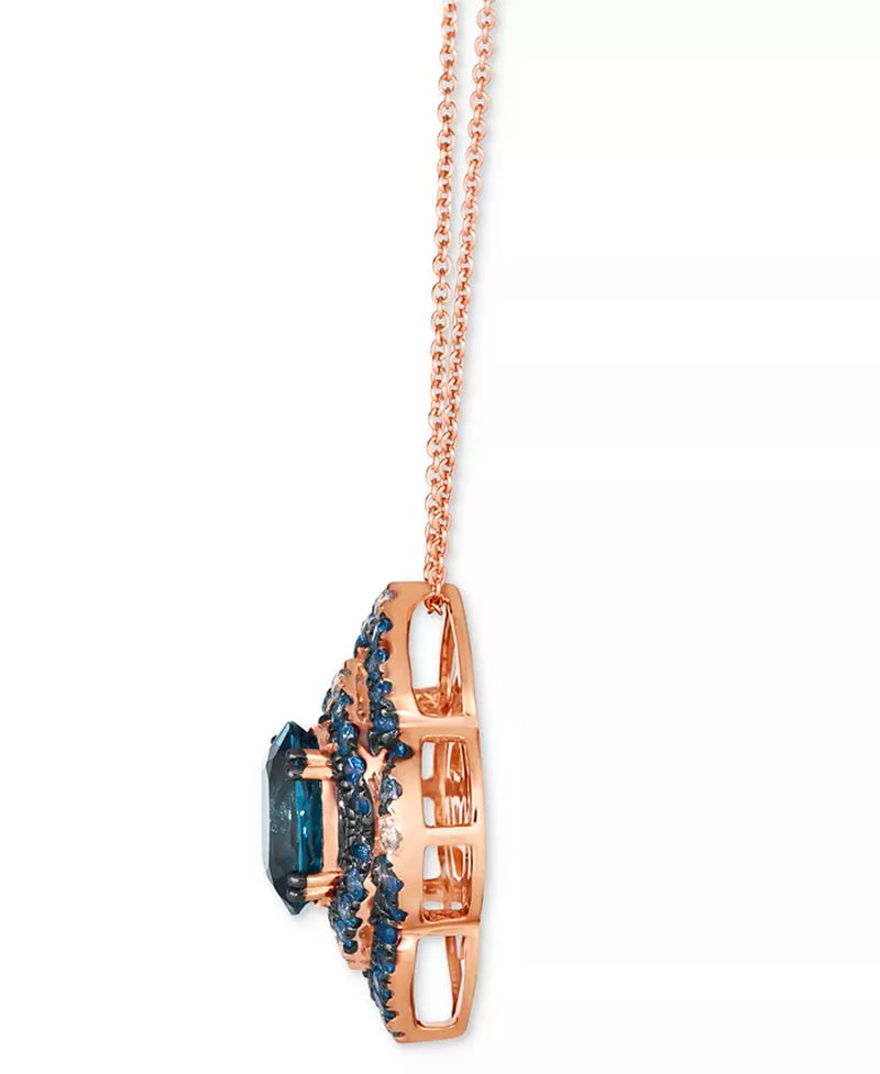 [14K] Rose Gold  Deep Topaz (2 Ct. T.W.), Denim Ombrã© (3/4 Ct. T.W.), & White Sapphire (1/6 Ct. T.W.) Pendant