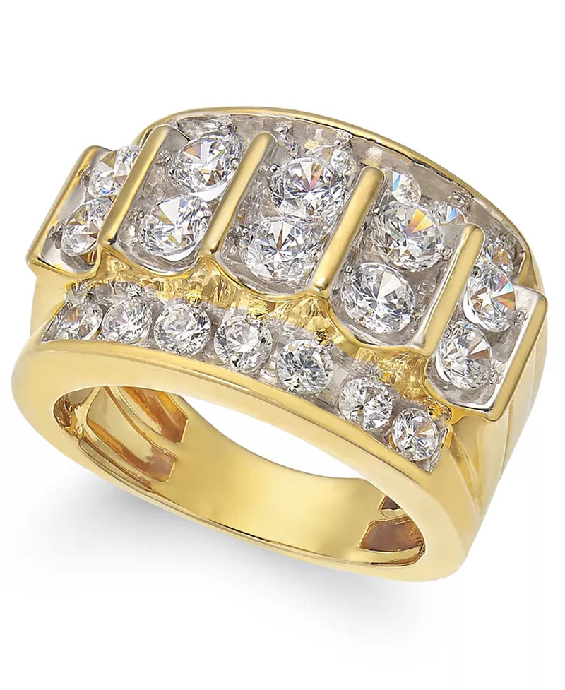 [10K, 3 Ct. T.W.] Gold Mens Diamond Elevated Cluster Ring