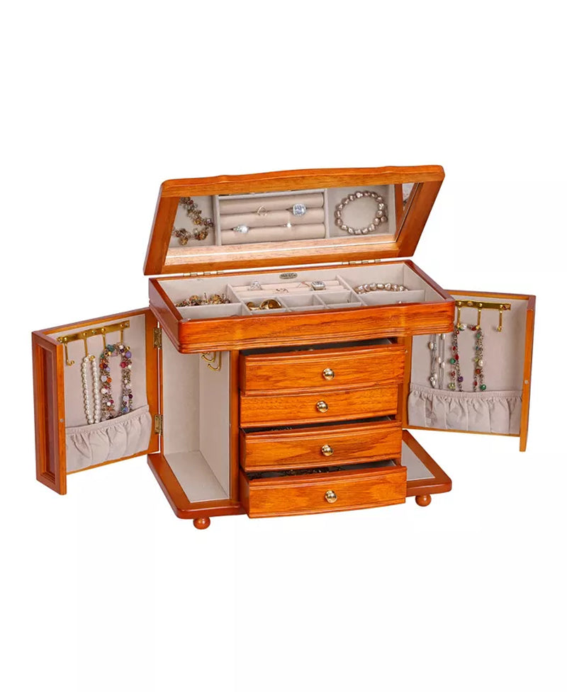 Timeless Oak  Finish Burlwood Jewelry Box