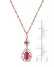 [14K] Rose Gold  Ruby (1-1/4 Ct. T.W.) & Diamond (1/3 Ct. T.W.) Necklace