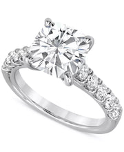 [14K, 4-3/4 Ct. T.W.] White Gold Certified Lab Grown Diamond Cushion Cut Engagement Ring