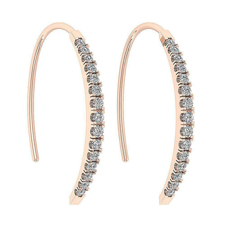 [14K, 0.40 Ct] White Yellow Rose Gold Diamond Hoops Earring