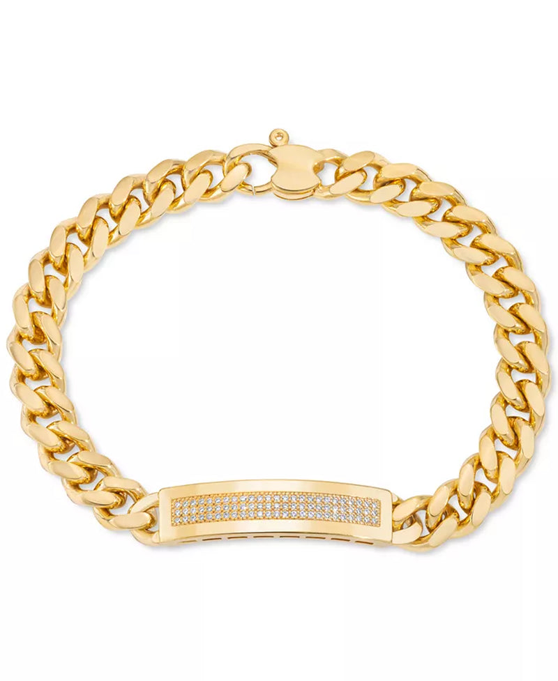 [ 14K, 1/2 Ct. T.W.] Gold over Sterling Silver Mens Diamond D Bracelet