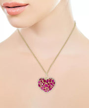 [14K] Gold Ruby (4-3/4 Ct. T.W.) & Diamond (1/3 Ct. T.W.) Heart 18" Pendant