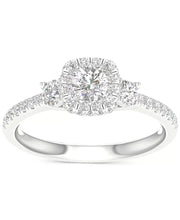 [14K, 1 Ct. T.W.] White Gold Diamond Halo Engagement Ring