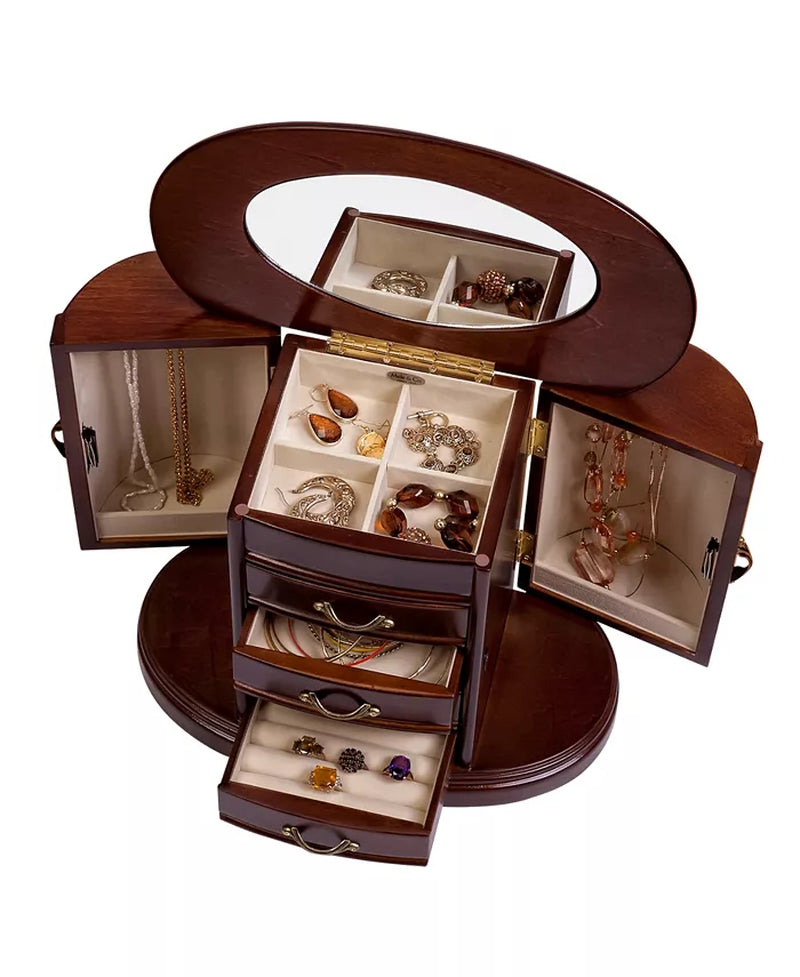 The "Heloise" Walnut Finish Wooden Jewelry Organizer