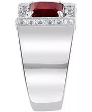 [1-3/8 Ct. T.W.] Sterling Silver Rhodolite Garnet (3 Ct. T.W.) & White Sapphire Ring