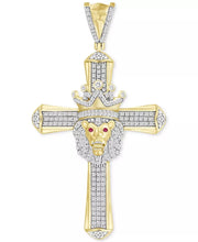 [10K] Gold Diamond (3/8 Ct. T.W.) & Ruby (1/10 Ct. T.W.) Lion Cross Pendant